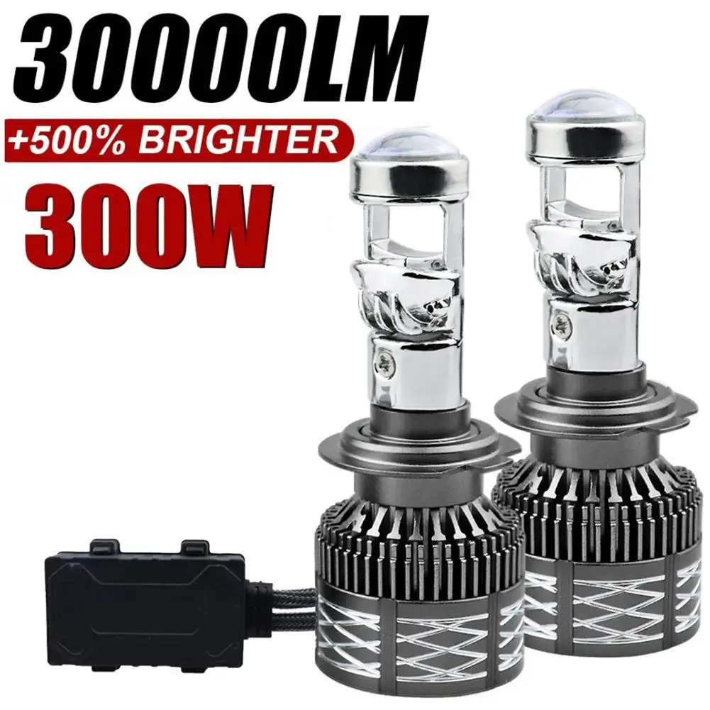 H7 H4 H11 LED Car Headlight Mini Projector Lens Bulb 9005 9006 6000K Auto/Motorcycle Mini Lens Lamp Fog Light 12V-24V