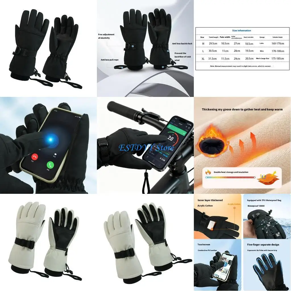 

G6DE 2pcs Light Weight Finger Glove Cycling Biking Mittens Shock-Absorbing Gloves for Winter Sports and Everyday Use