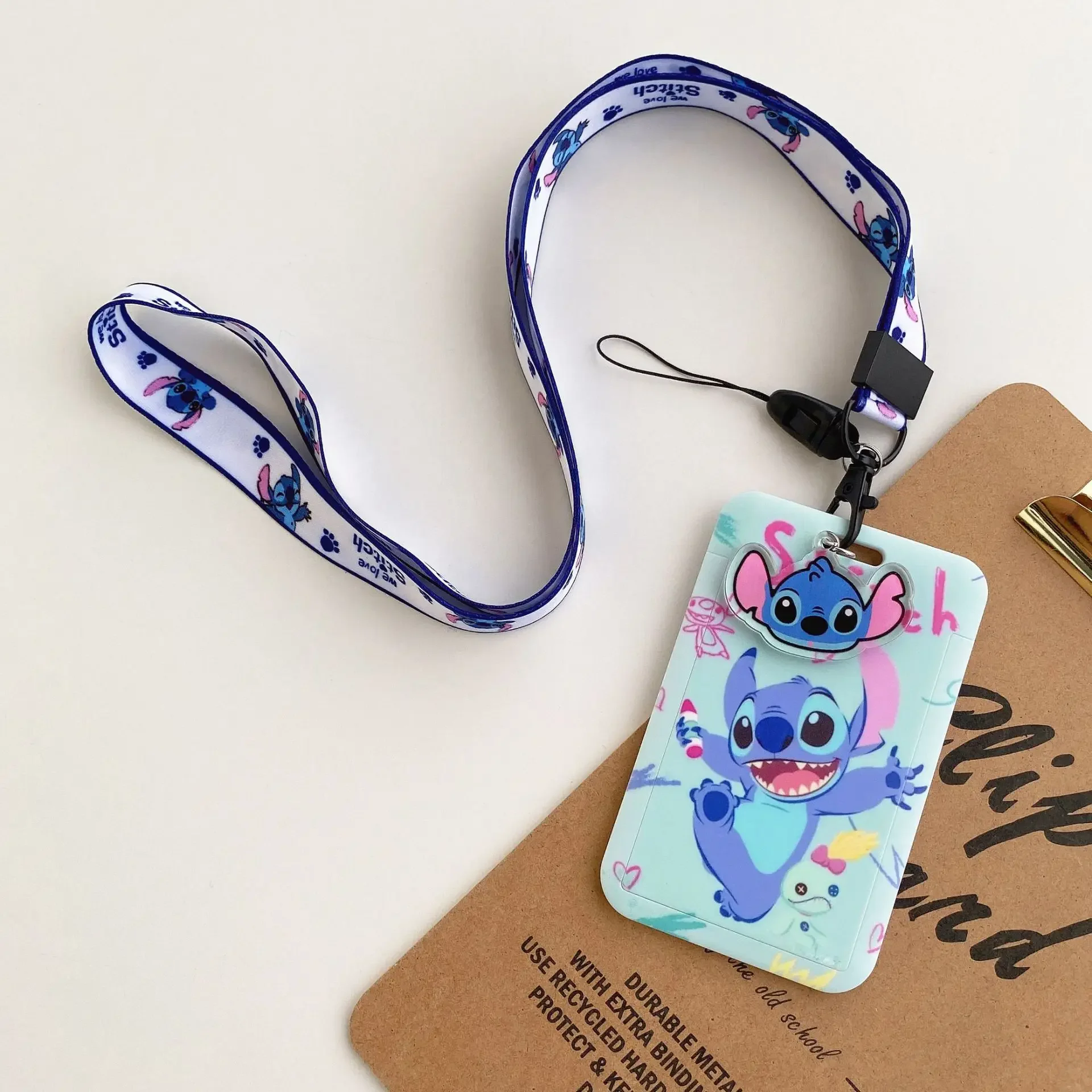 Disney Stitch ID Badge Holder Lanyards Pendant Lovely Girls Lilo Door Card Holders Neck Strap Keychain Women Credential Gift image 5