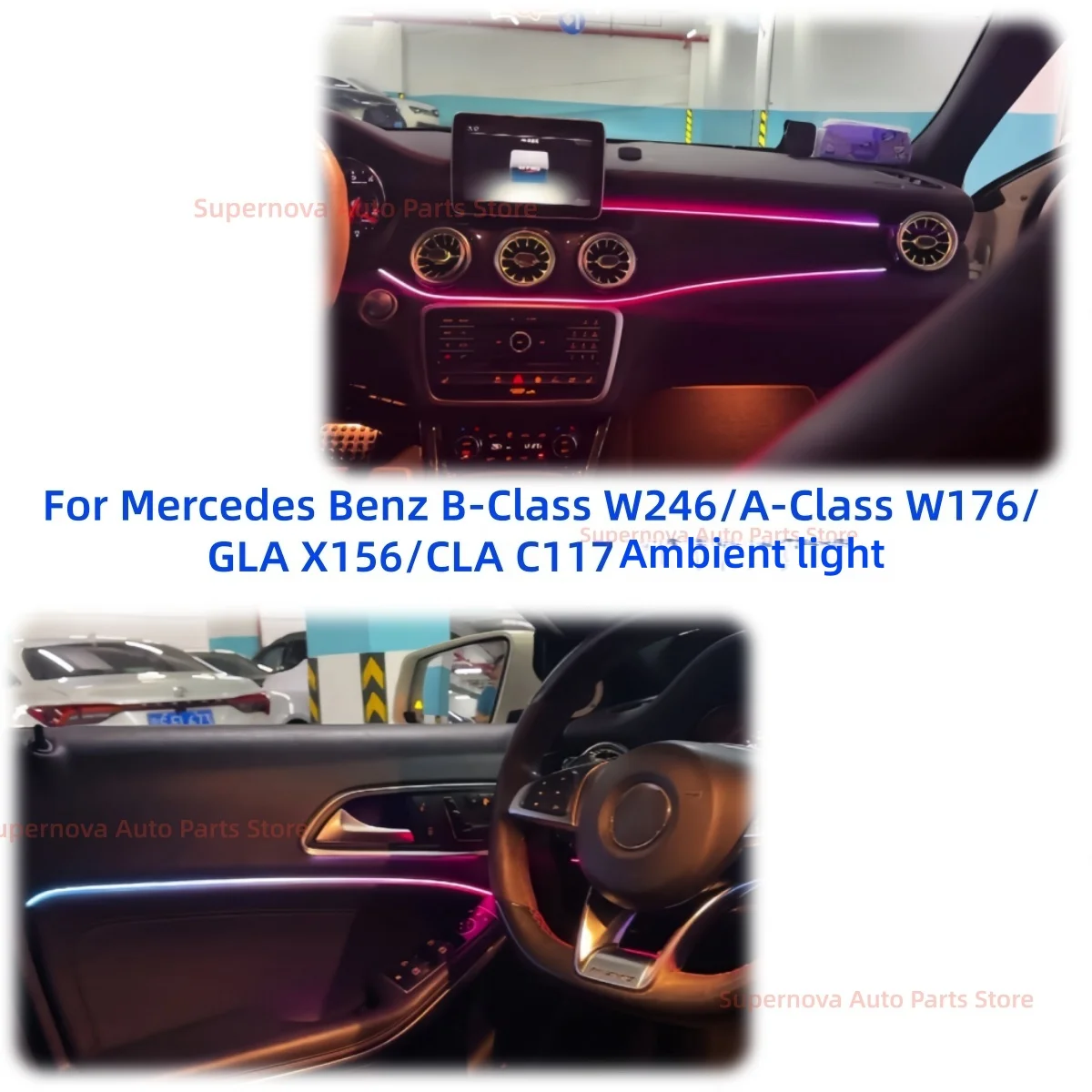 Car accessories For Mercedes Benz B-Class W246/A-Class W176/GLA X156/CLA C117 LED atmosphere lamp Emitting vent Ambient light