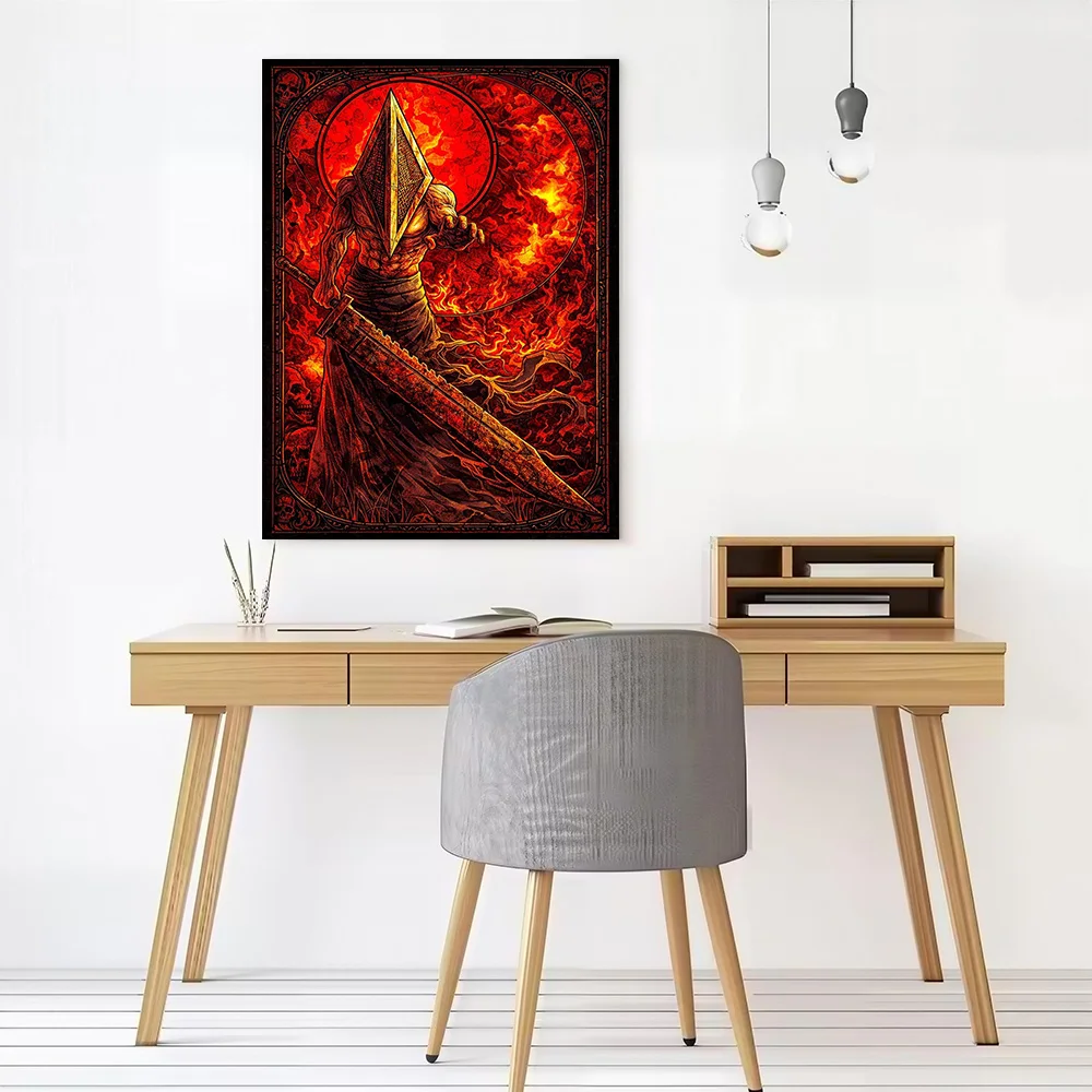 Pyramid Head With Great Blade Canvas Poster Customizable Pictures Wall Art Canvas Painting for Room Decorations Walls Decoration