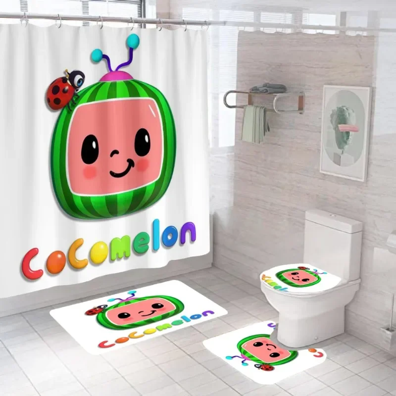 

Cocomelon Shower Curtain 4pcs/set Anime Shower Curtain Carpet Mat Toilet Mat Floor Mat Sets Kawaii Bathroom Decoration