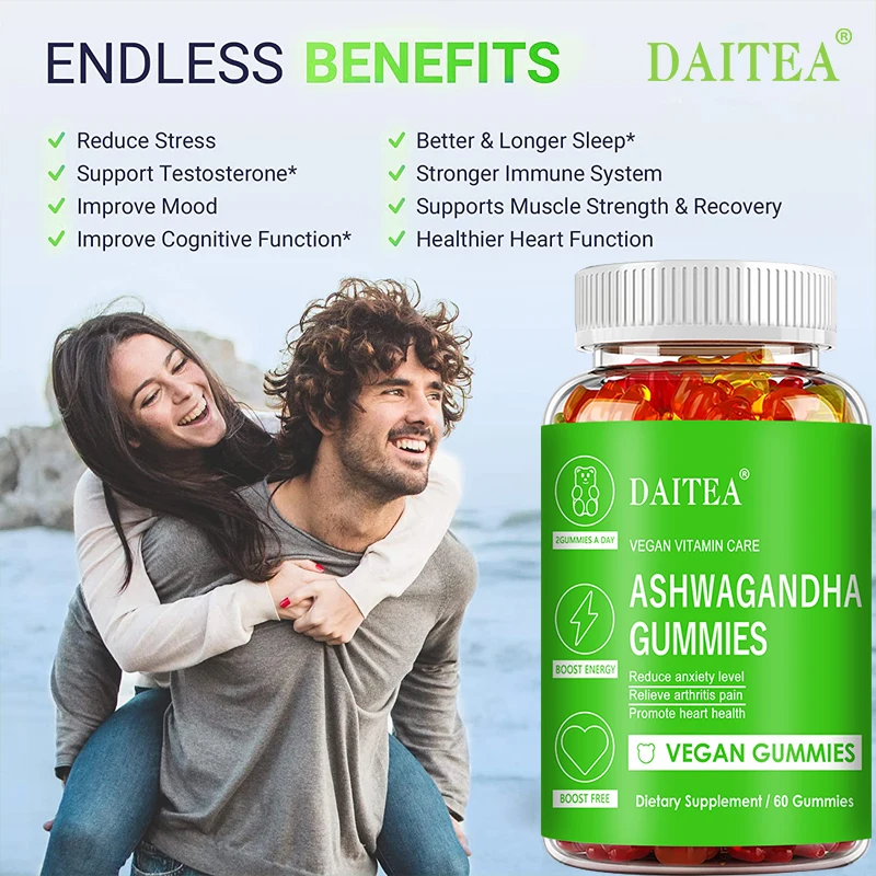 Ashwagandha Gummies 1500 Mg - for Stress & Anxiety Relief, Heart, Joint, Immune & Energy Support, Vegetarian