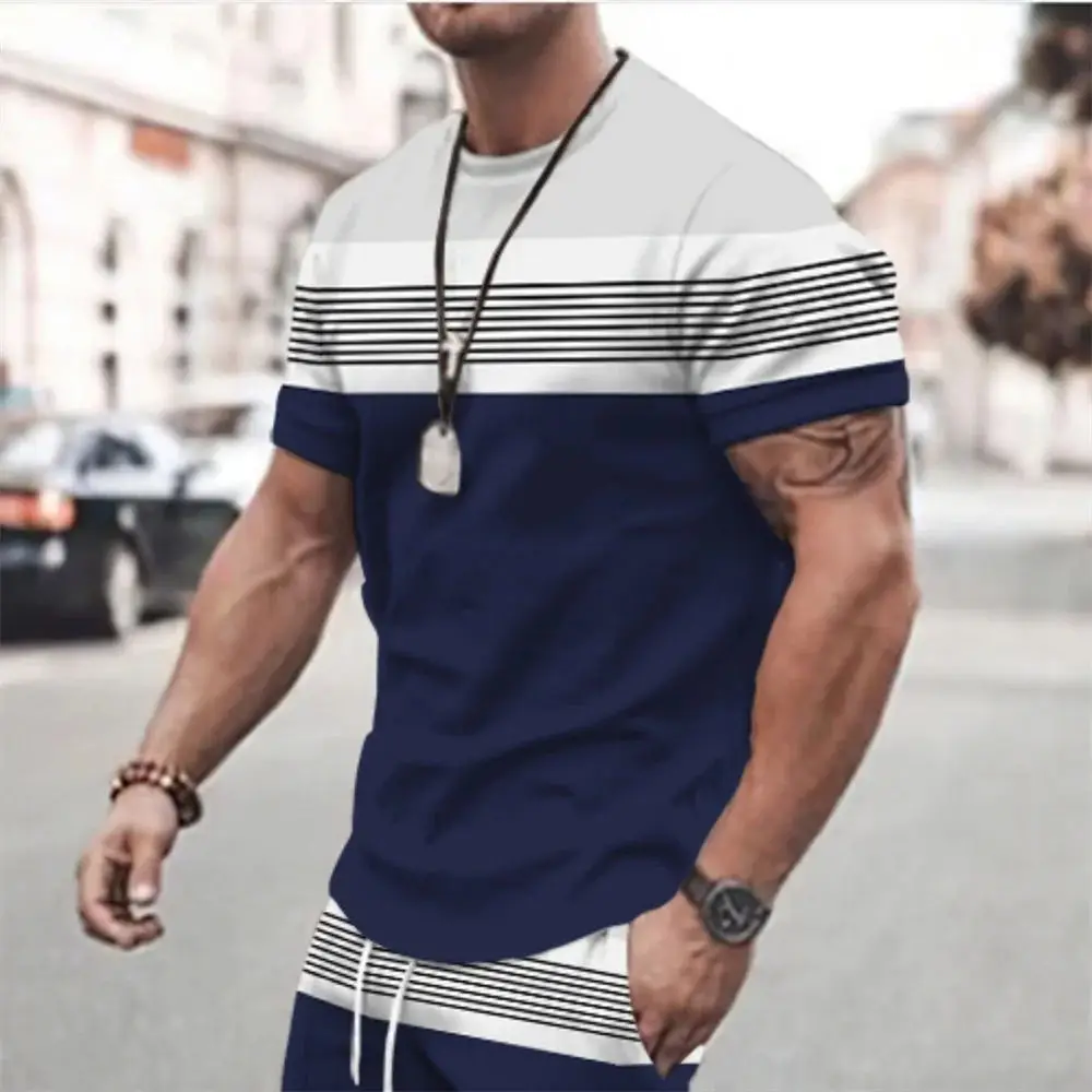 2024 New Men's T-shirt Checked Printed Oversized Loose Men's Top Holiday Casual Clothing Daily Outing Short-sleeved T-shirt Soft