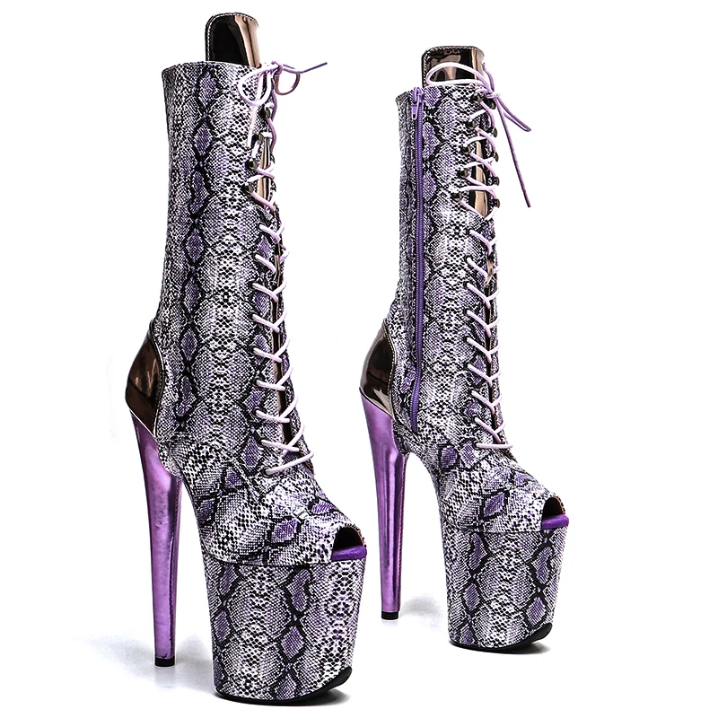 Leecabe 20CM/8Inch Snake  upper  lady fashion  boots   for  party  Platform  High Heels Pole Dance boot