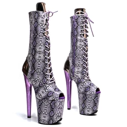 Leecabe 20CM/8Inch Snake  upper  lady fashion  boots   for  party  Platform  High Heels Pole Dance boot