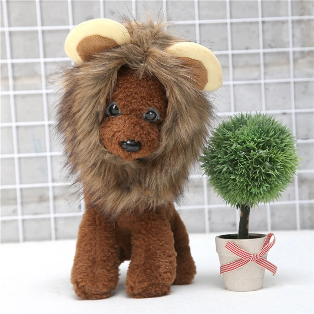 

Small Dog Cat Lion Head Cap Cosplay Comfortable Size M Pet Dress Up Costume Autumn Winter Cute Party Hat Cat Cosplay Cap