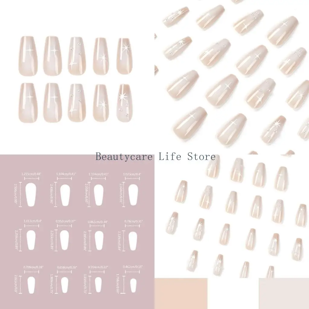 

652c Long Press-On Искусственные жемчужные украшения включают в себя гвоздь для женской девушки