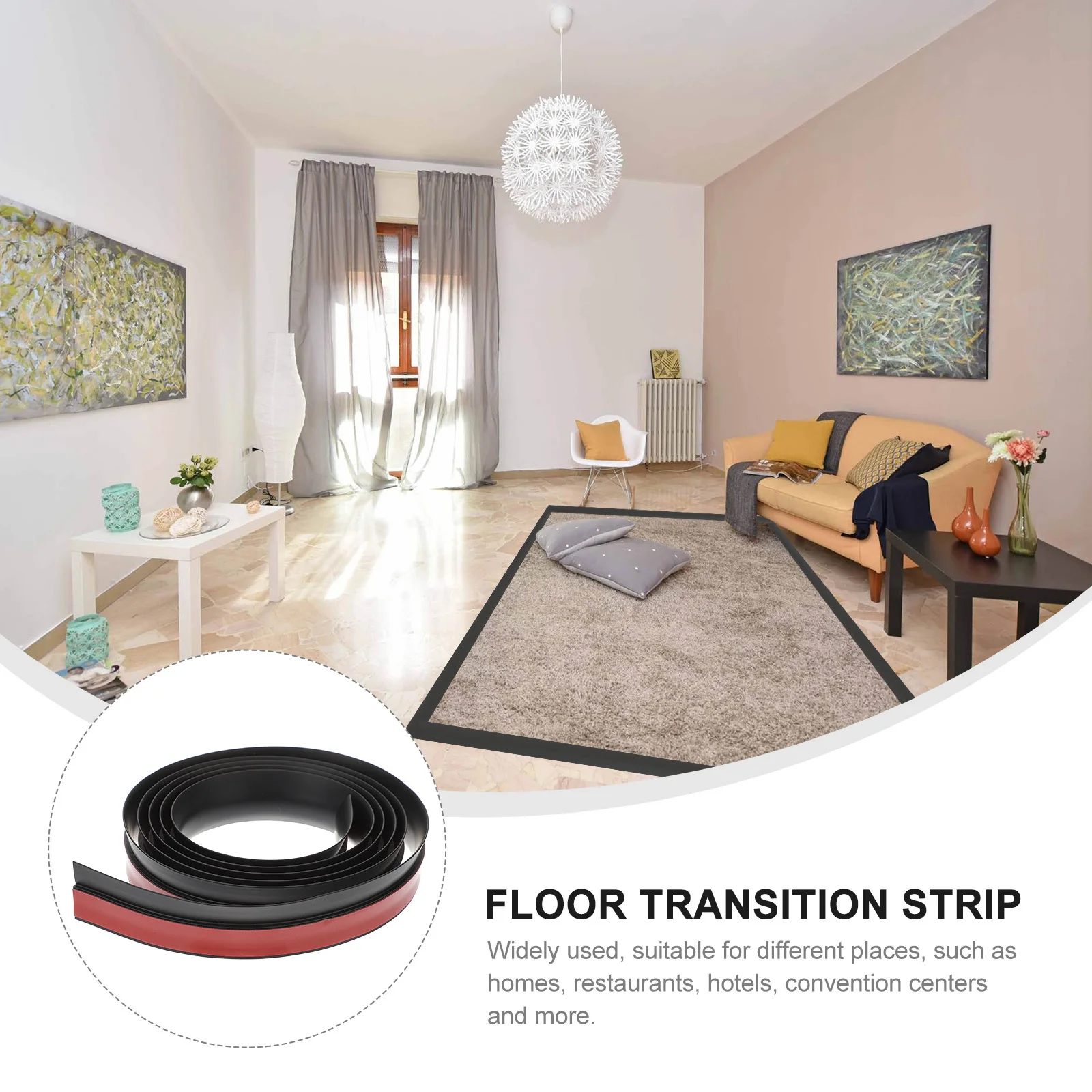 Bande de Transition de sol en PVC auto-adhésive, Flexible, garniture de bordure de carrelage pour tapis de maison