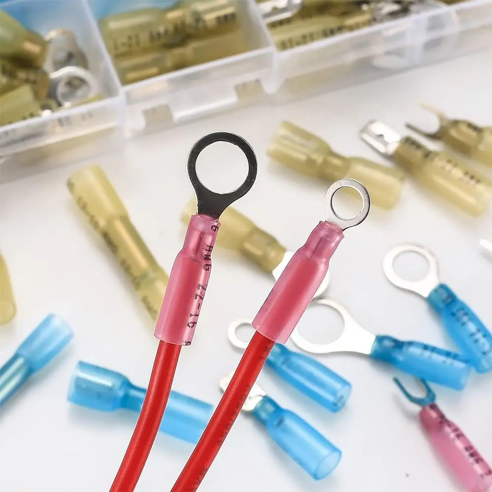 120PCS Multicolor Heat Shrink Wire Connectors Spade Ring Splice 22-10 AWG Electrical Wire Crimp Terminals Waterproof