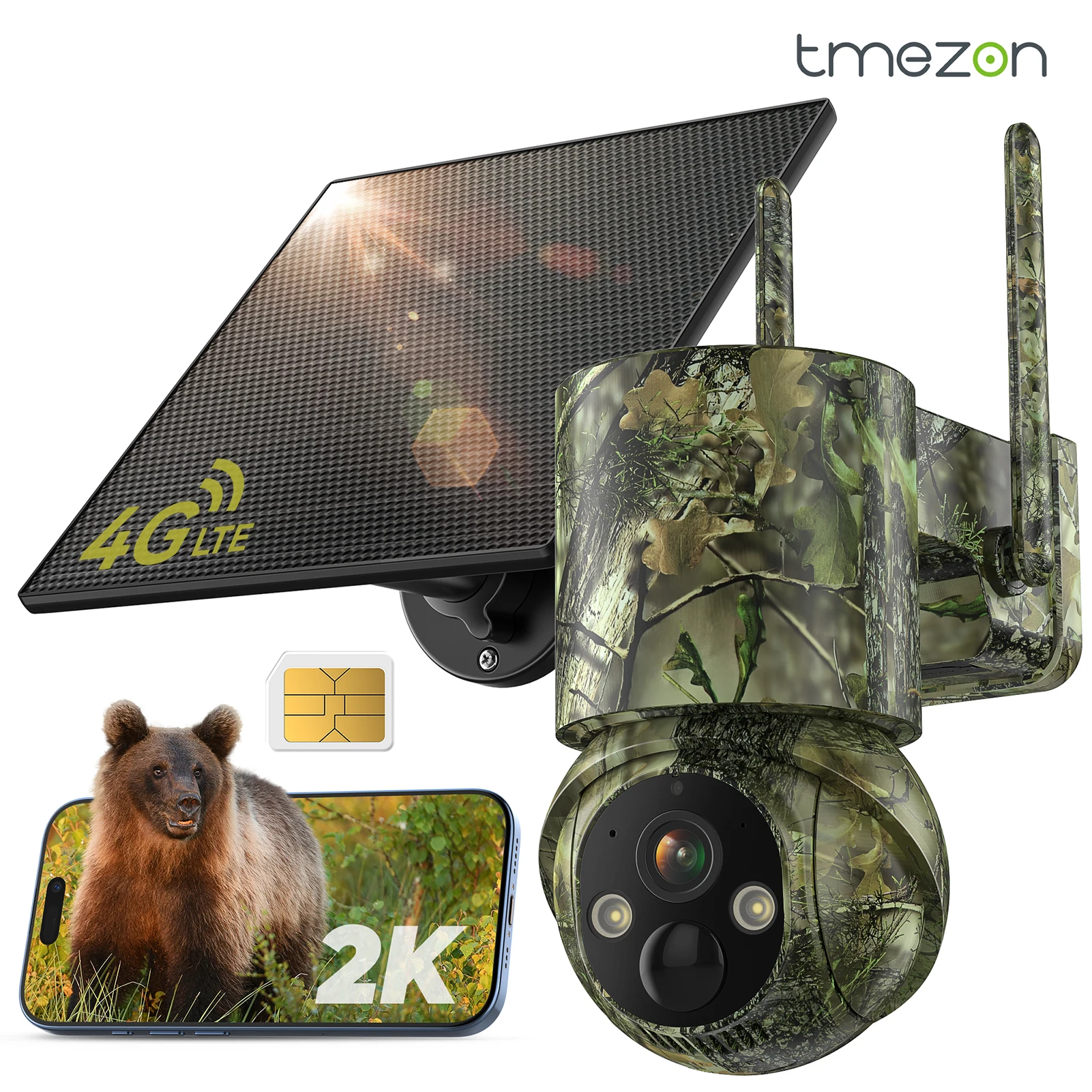 4G LTE Wildlife Camera with App, 2.7K Solar Hunting Trail Camera with SIM Card, photo trap cam, PIR Motion Sensor, Night Vision