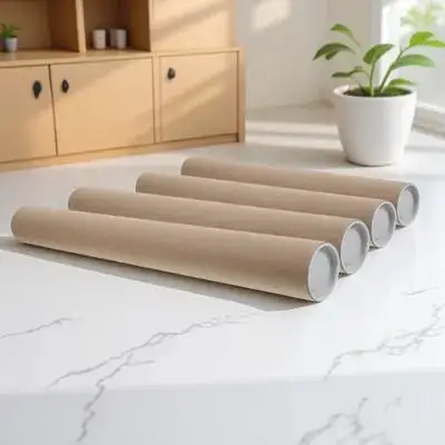 4 個の高耐久クラフト紙郵送チューブ、丸型再利用可能な配送チューブ、ポスター用保護キャップ、書類用チューブ