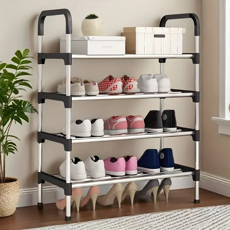 

Modern Multi-Tier Shoe Rack - Sturdy A-Frame Shelf with Stainless Steel Frame for Entryway Dorm Living Room Storage