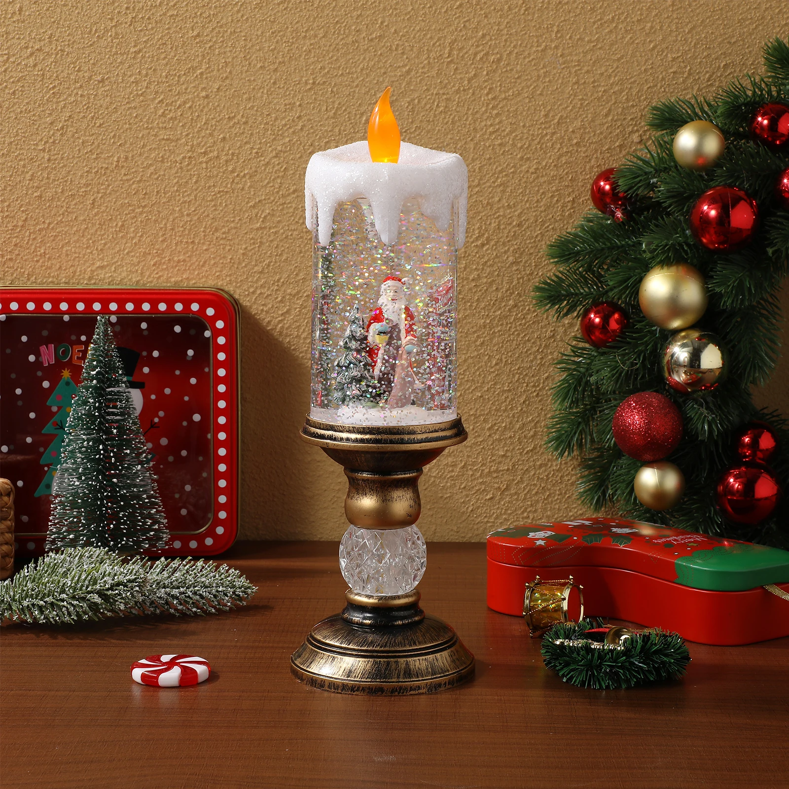 

Christmas LED Light Simulation Night Lamp Warm Glow Desktop Decor for Bedroom Living Room Holiday Season Ornament Gift
