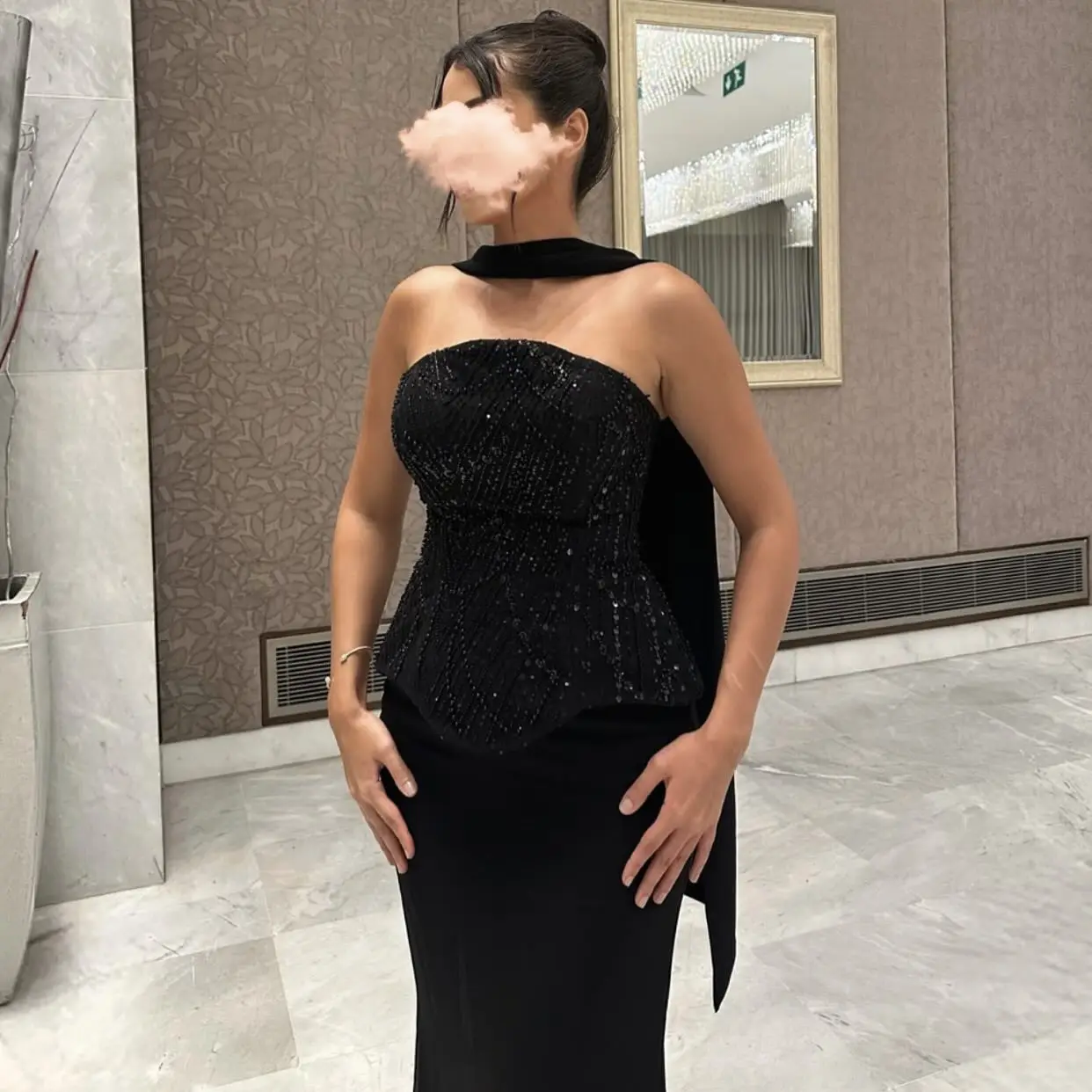 Contessa Dubai personnalisé bretelles perles Corset robe de bal en mousseline de soie écharpe vestido de gala élégante sirène formelle robe d'événement de soirée