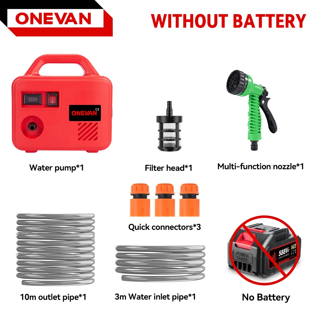 ONEVAN Draadloze Oplaadbare Elektrische Waterpomp 260W Draagbare Tuin Gazon Watering Power Pomp Gereedschap Voor Makita 18V Batterij pin