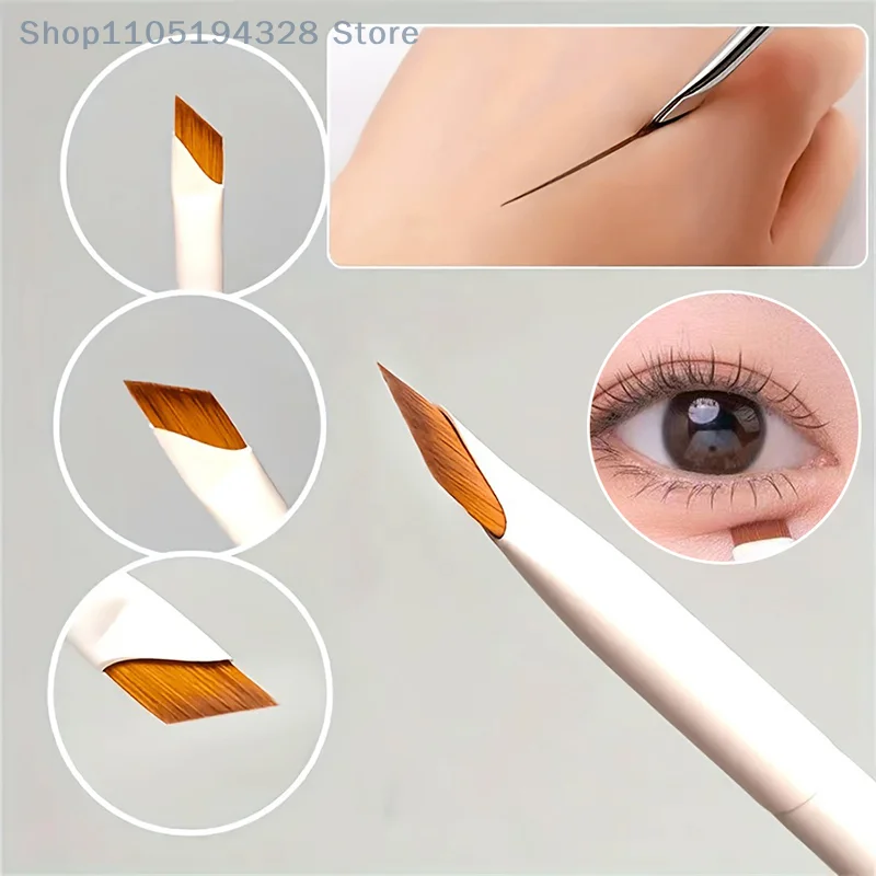[MP] Pincel delineador de ojos con hoja, pincel plano para cejas de ángulo fino ultrafino, brochas de maquillaje debajo de los ojos, pincel para detalles precisos, color blanco