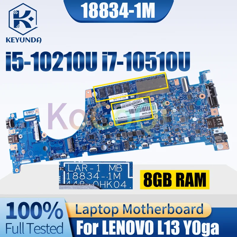 For Lenovo L13 YOGA Laptop Motherboard 18834-1M i5-10210U i7-10510U With 8G RAM 5B20S72247 5B20W77264 Notebook Mainboard Tested