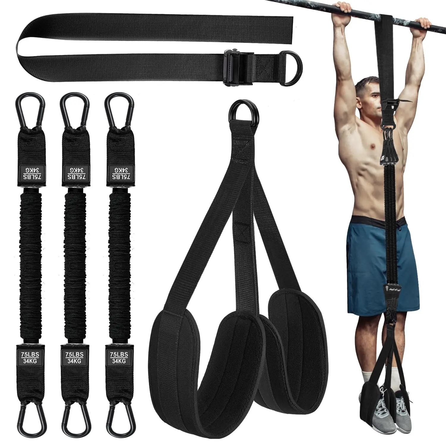 Assisted Pull Up Bands 75-300 LBS  Multifunctional Assist Belt Strength Training Fitness Tools High Intensity Pull Up Band