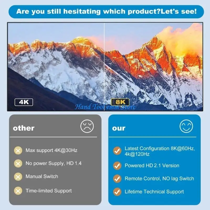 H37F Switch 8K/60Hz Switcher 3 في 1 Out Out Converter Flitter for TV Box