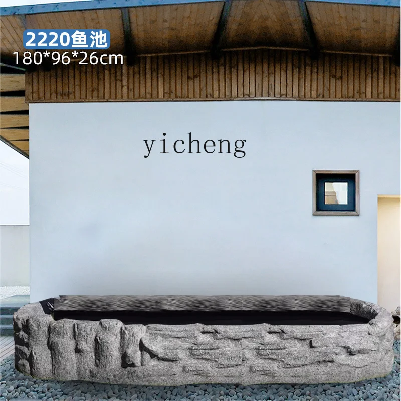 TWR Rockery Water Fountain Balcony Top Floor Fan-Shaped Fish Tank Landscaping Ornament