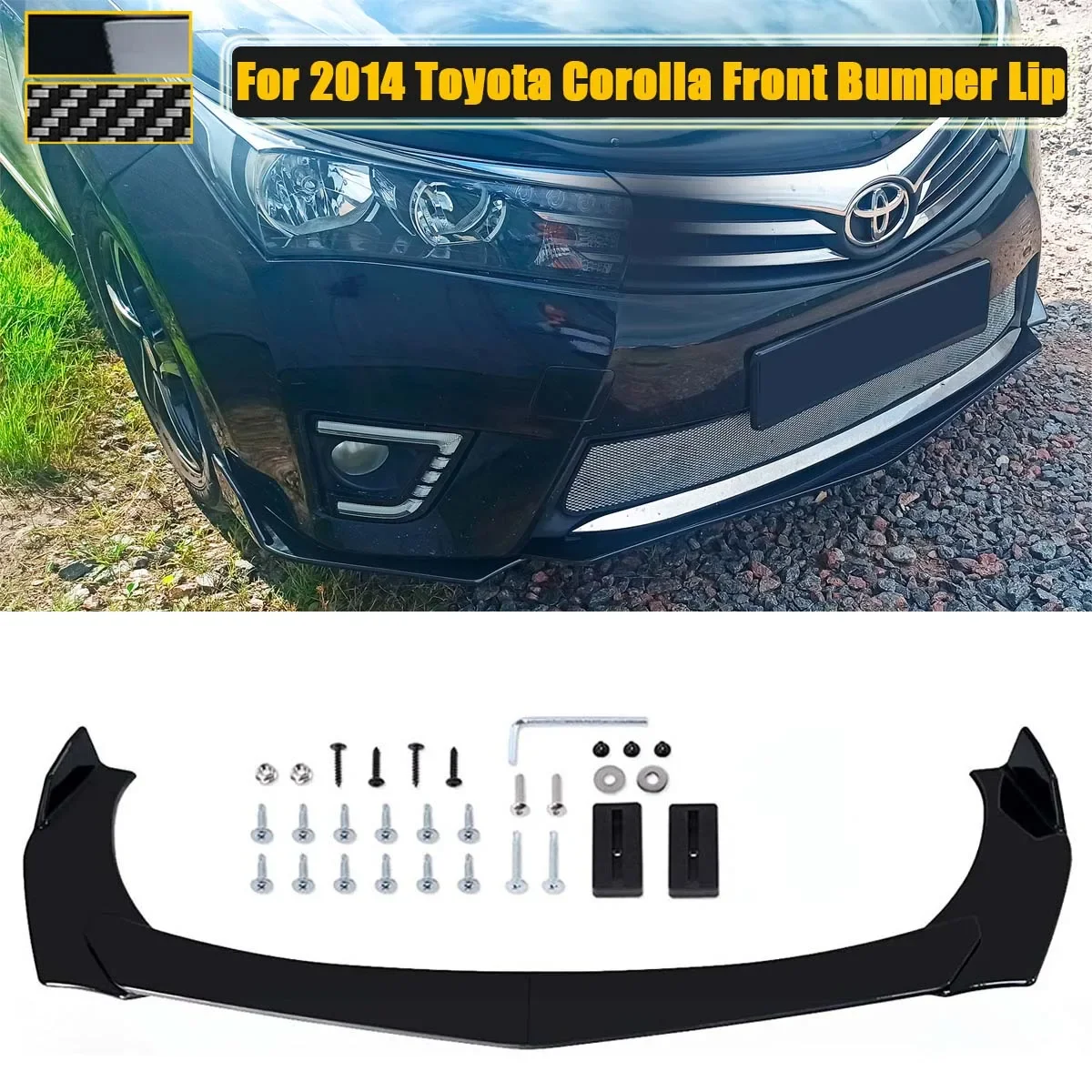 4PCS/SET Universal Front Bumper Lip Spoiler For 2014 Toyota Corolla Side Splitter Body Kit Guard Deflector Car Accessories 177cm