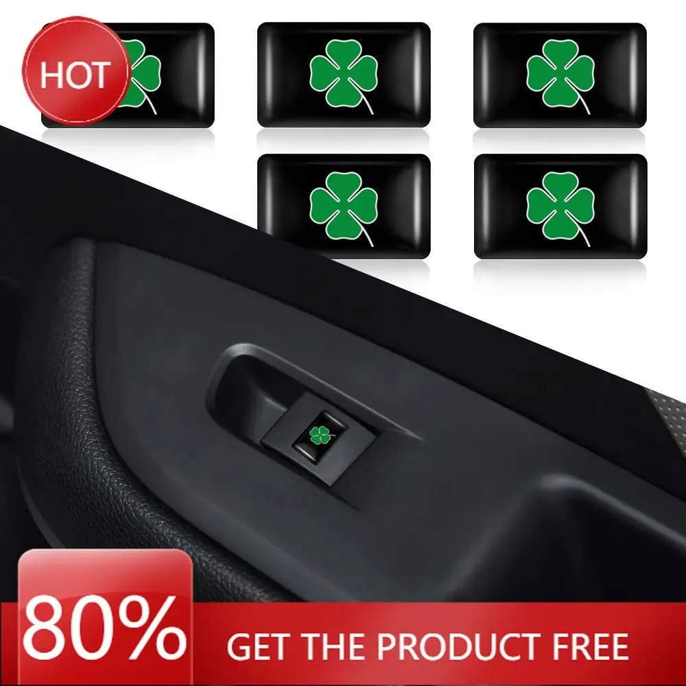 Hub Caps 3D Epoxy Four Leaf Clover Badge Stickers Car Steering Wheel Dashboard Sticker For Alfa Romeo156 159 Giulietta Stelvio G