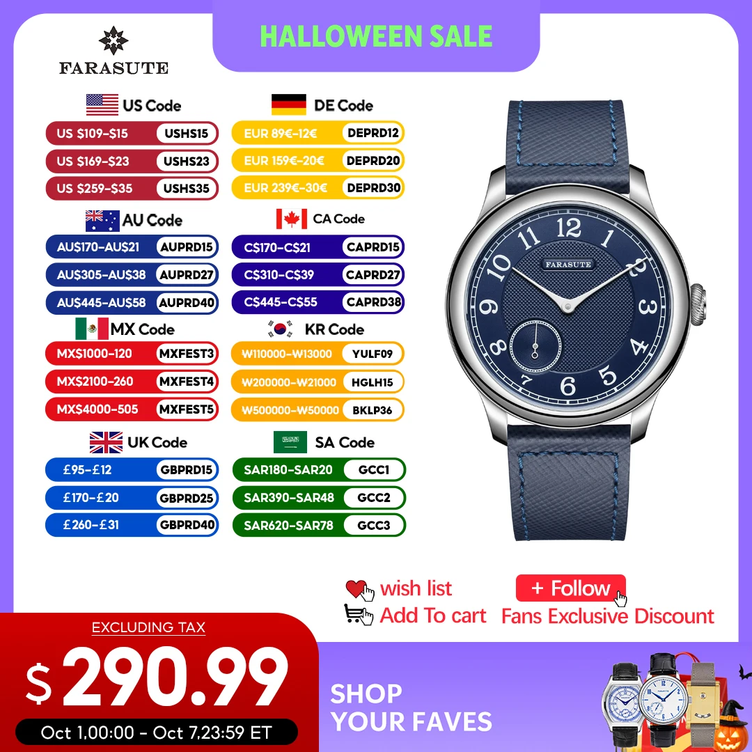 FARASUTE 40mm Retro 80 Hours Power Reserve Manual Mechanical Wristwatch For Men Classic Small Second Sapphire Crystal Watch Male