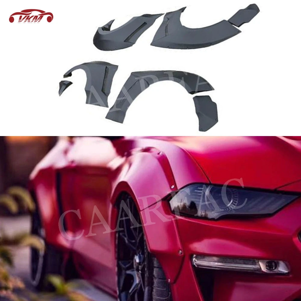 Fiber Glass Unpainted Material Wide Body Front Headlight Covers Fender Accessorise For Ford Mustang T Style 2018 2019 2020