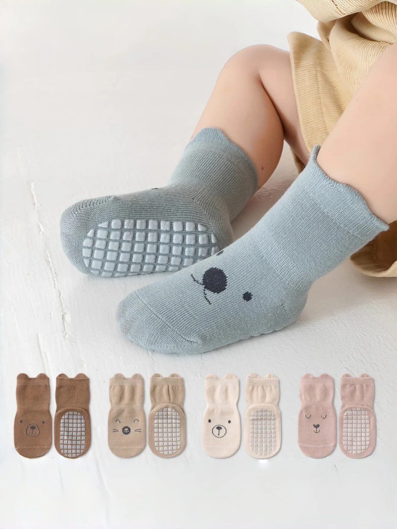 

5 Pairs Cartoon Design Anti-Slip Infant Toddler Indoor Socks, Soft Bottom Floor Socks, Suitable For Daily Wear