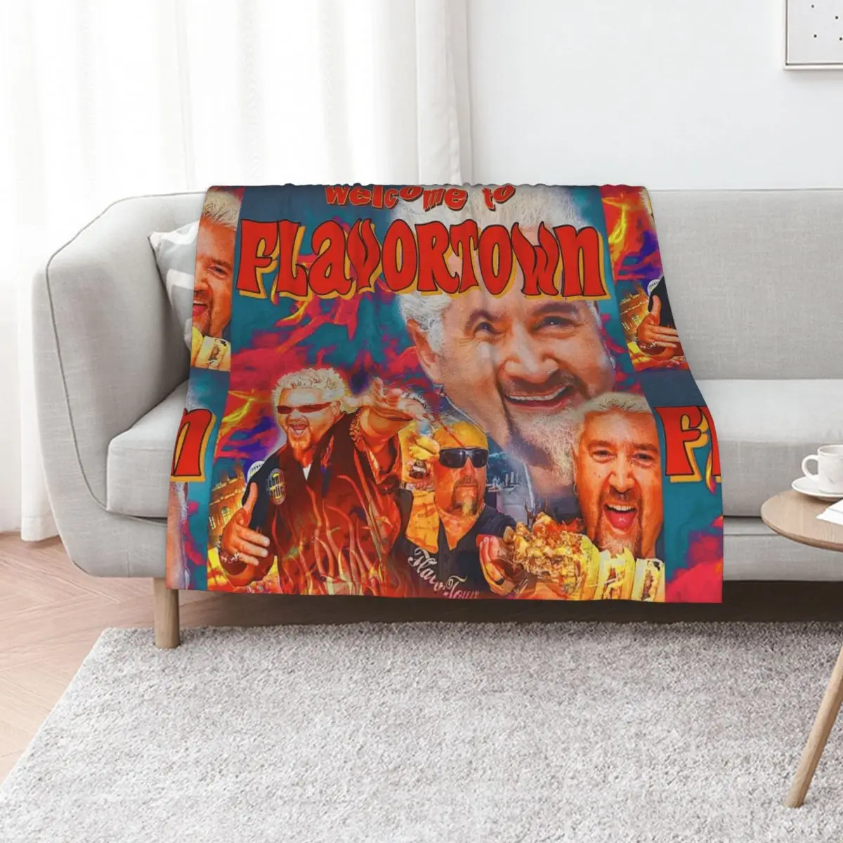 flavortown Throw Blanket Furrys valentine gift ideas Designers Hairy Blankets For Sofas Decorative Sofas Blankets