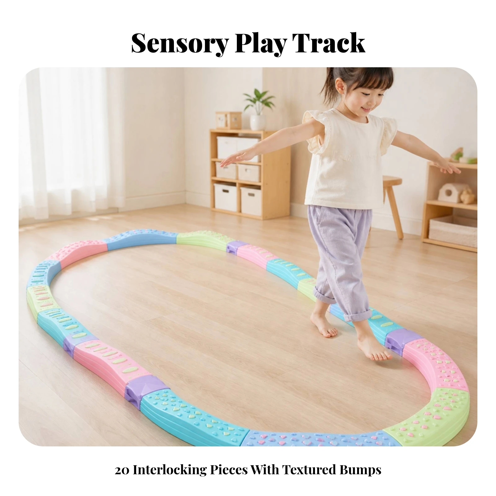 20 Pieces Tactile Balance Training Course Modular Interlocking Balance Board Set Active Play Toy Customizable for Toddlers