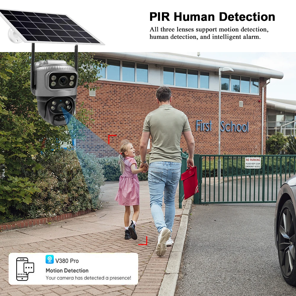 Cámara PTZ HD de 8MP, Wifi, 4K, lente Dual para exteriores, pantallas duales, PIR, seguimiento automático, cámara IP CCTV, Audio, vídeo, vigilancia V380 Pro Cam