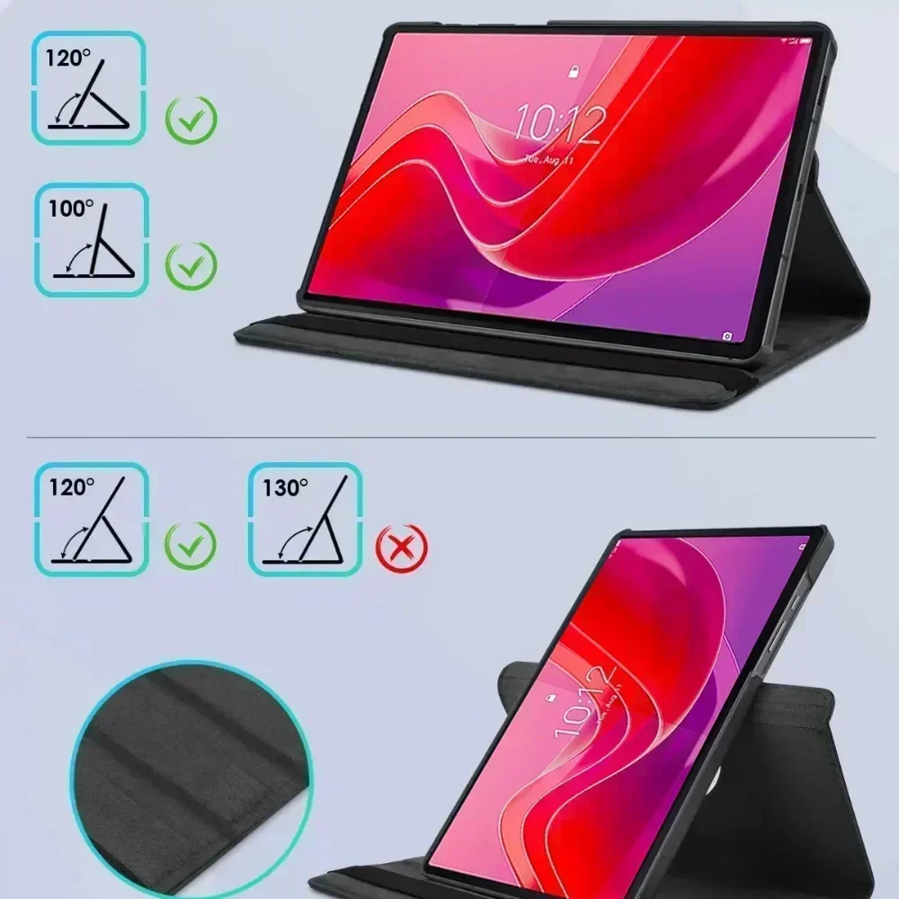 Para Lenovo Xiaoxin Pad 2024 funda TB331FC 11 pulgadas 360 grados giratorio Folio PU Funda de cuero para Lenovo Tab M11 TB330FU