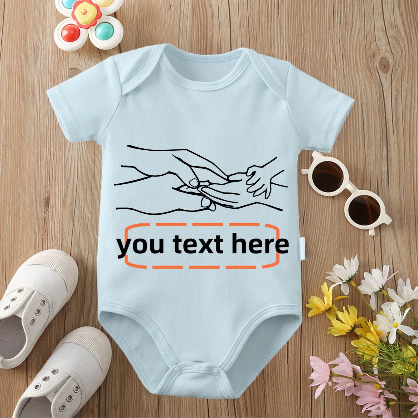 

Custom Text (Baby's Name) Jumpsuit Cute Print Cotton Onesie 0-12 Months Triangle Romper Design DIY Personalized Newborn Clothes