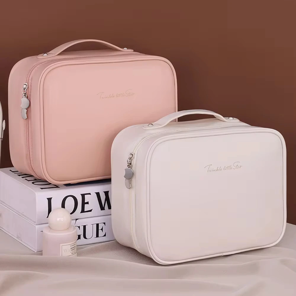 1pcs Multi-Compartment Toiletry Cosmetics Bag Women Travel Storage Makeup Bag PU Leather Waterproof Make Up Bag