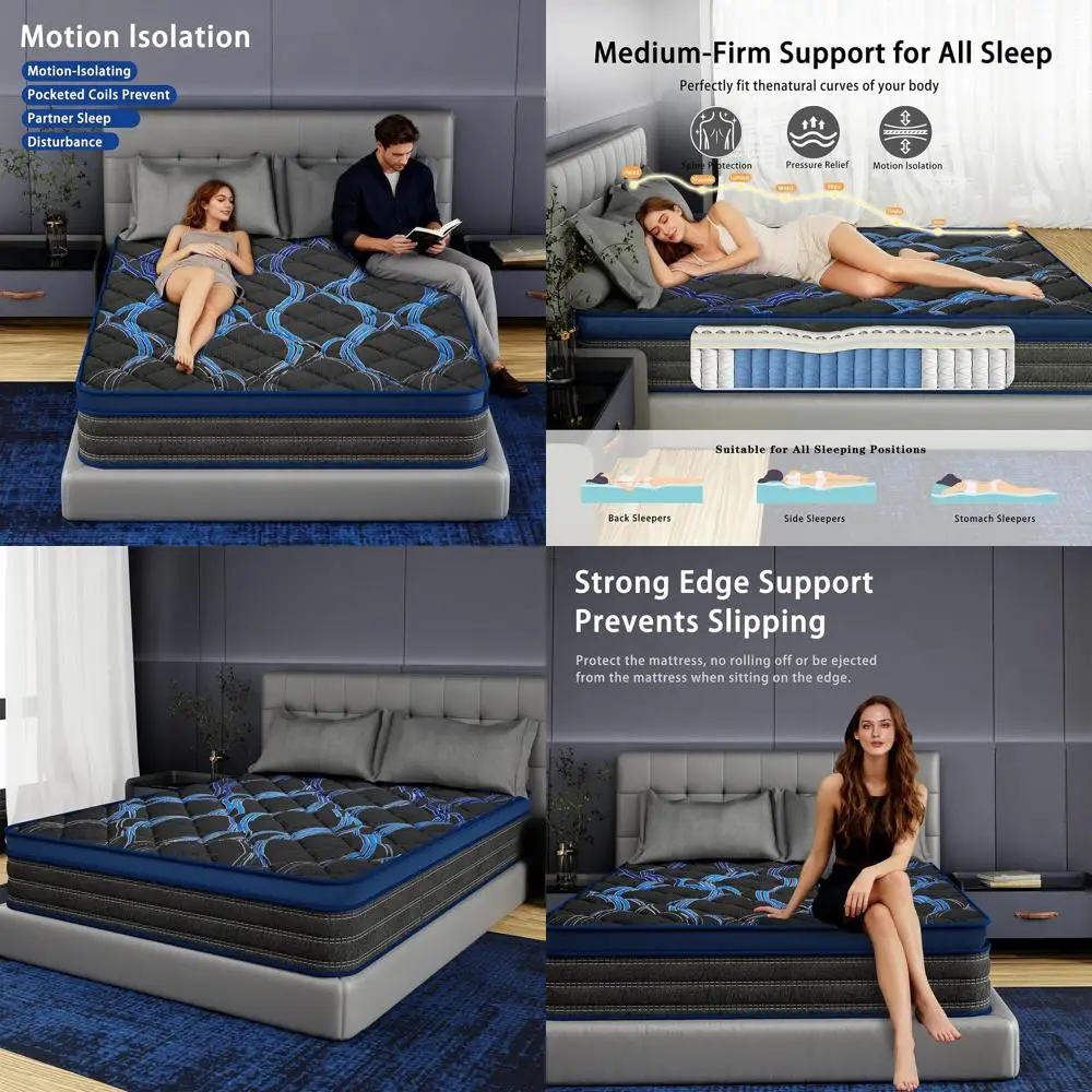10 Twin Hybrid Mattress: Memory Foam & Pocketed Coils, Medium Firm, Edge Support, CertiPUR-US Certified