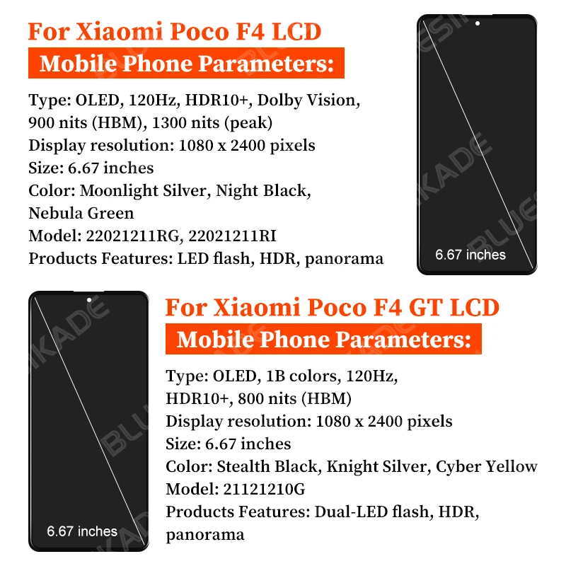 AMOLED Poco F4 Display For Xiaomi 22021211RG LCD Touch Screen Digitizer Assembly For Poco F4 GT Screen 21121210G Replace Parts