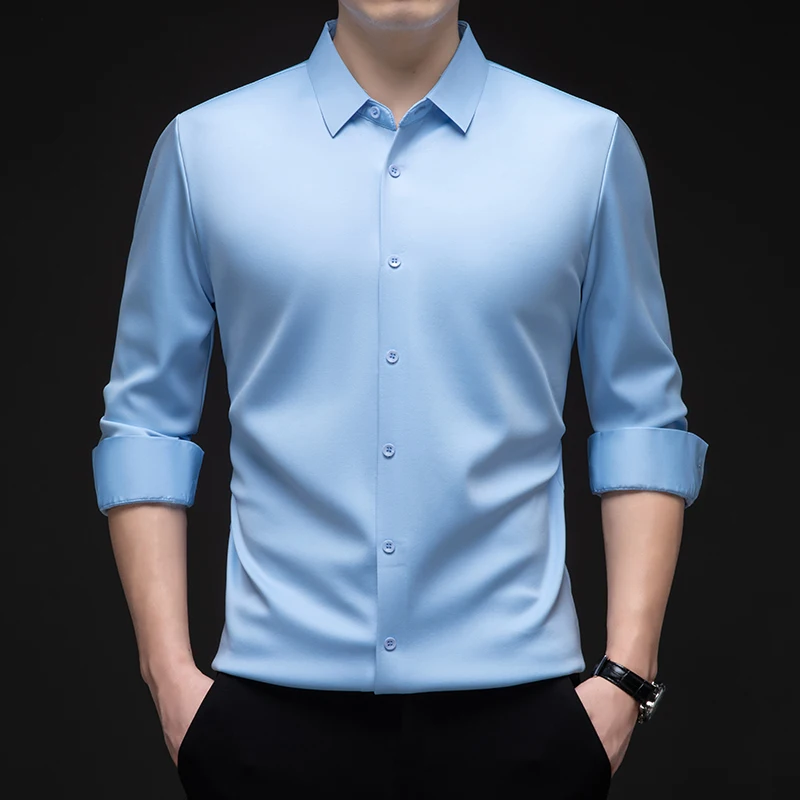 

Роскошный бренд, Лидер продаж, мужская рубашка на флисовой подкладке, зимнее новое поступление, без следов, устойчивость к морщинам, теплая модная деловая мужская одежда