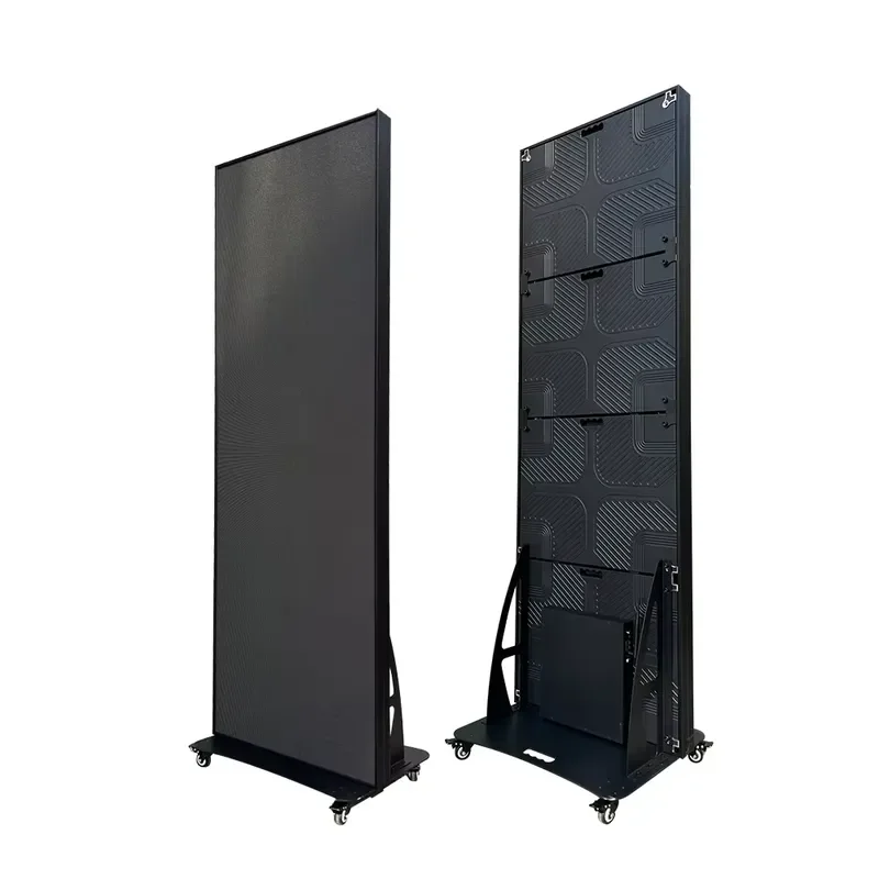 Double Sided Foldable LED Poster Display Wheels Outdoor/Indoor Full Color Vertical Digital Signage Advertising Screen