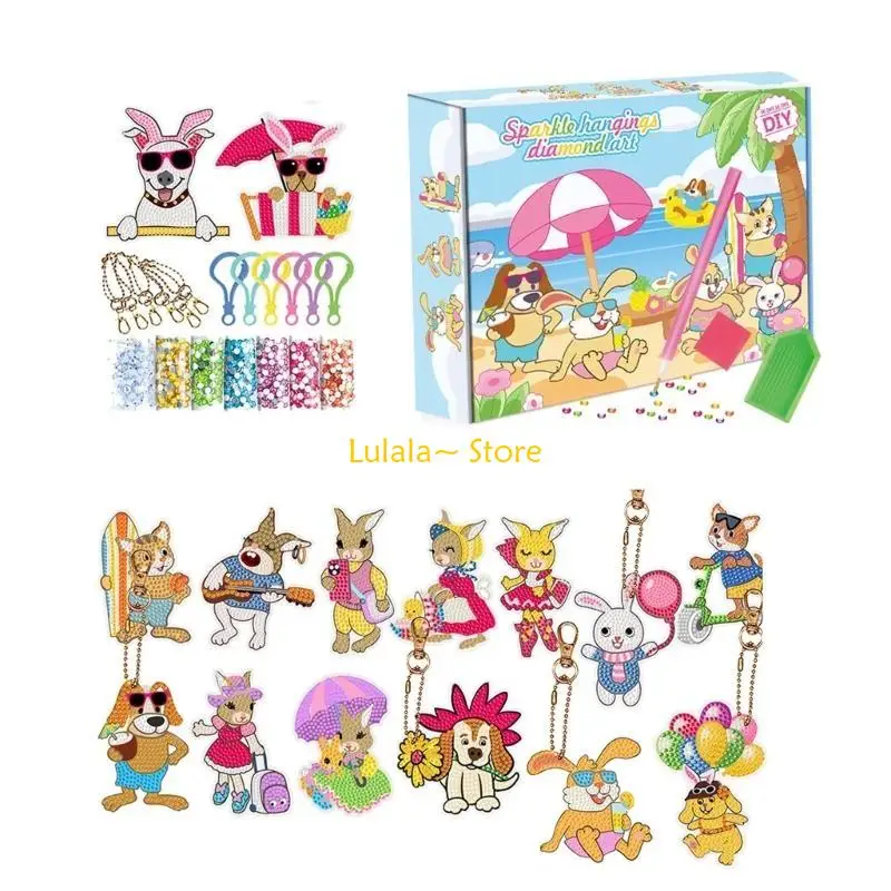Y4QA Động vật lấp lánh DIY Móc chìa khóa cho sinh nhật Quà lưu niệm du lịch Tân gia