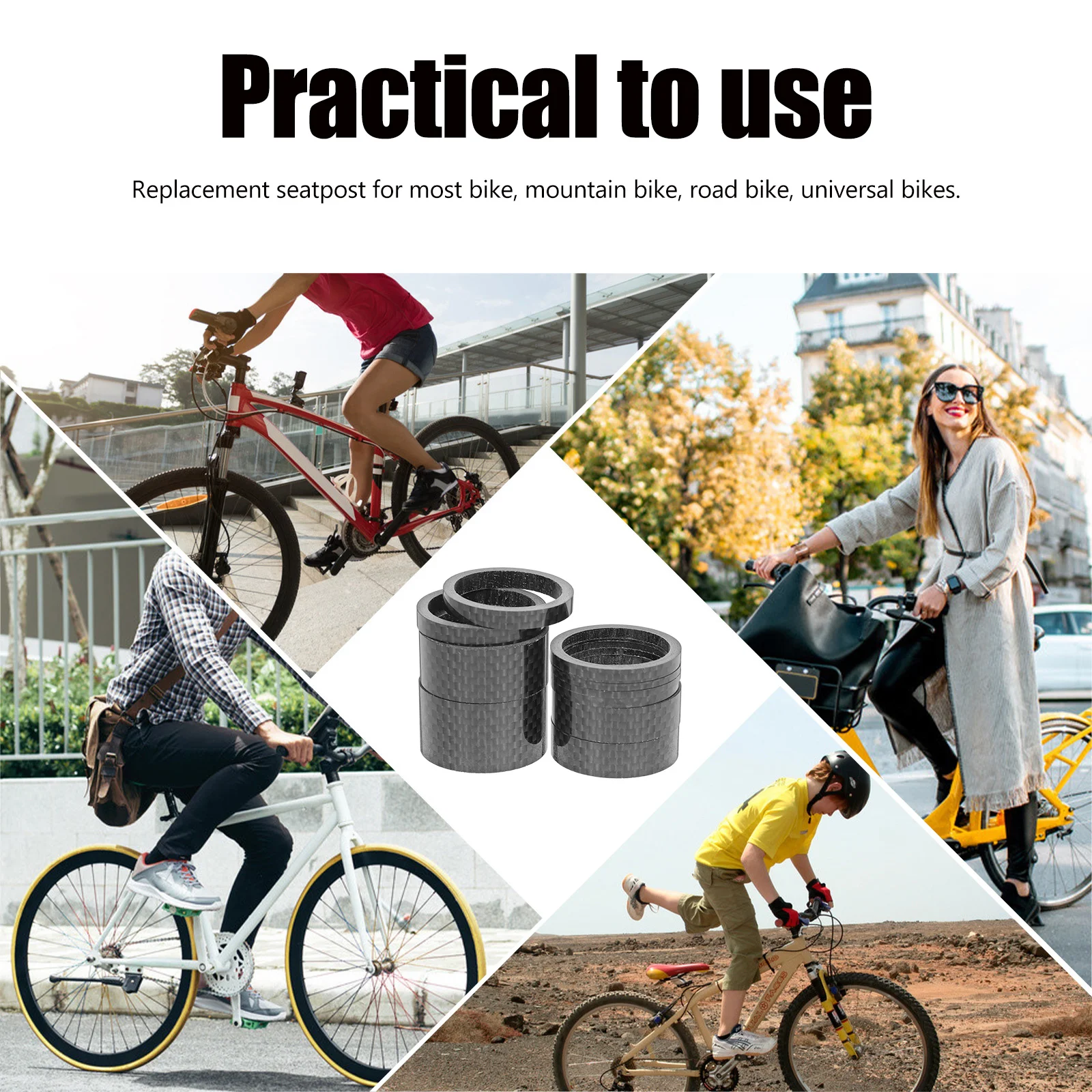 

11pcs Carbon Fiber Washer Spacer 20Mm Lightweight Bike Headset Spacers Replaceable Bicycle Stem Gasket For Road Mountain Bike