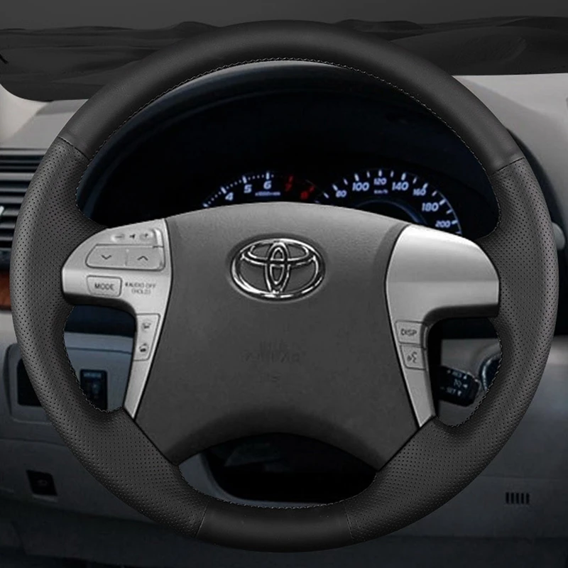 Niestandardowy pokrowiec na kierownicę samochodu z prawdziwej skóry 100% pasuje do Toyota Highlander Toyota Camry 2007-2011 akcesoria samochodowe