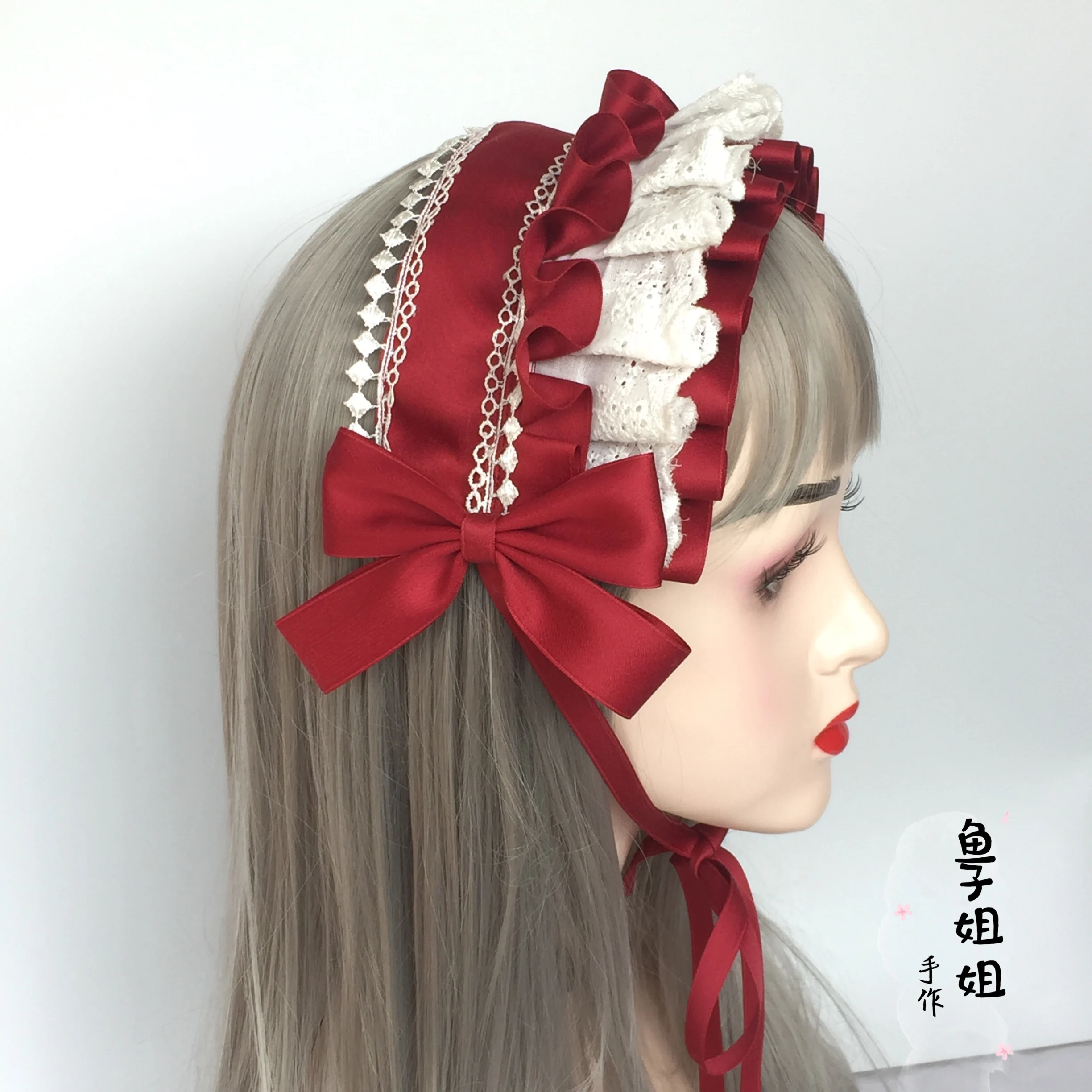 

Original Little Red Riding Hood Lolita Hair Accessories Fake Bnt Lolita Hairpin Dark Burgundy Black Headband Hair Clip Headdress