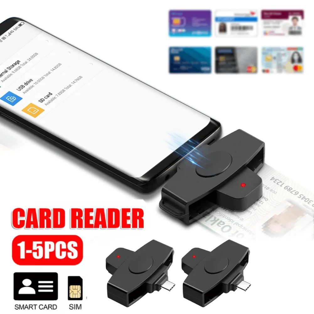 Type-C Smart Card Reader Portable Card Reader Adapter Bank Tax Declaration Accessories Support for Windows for Mac/Android OS