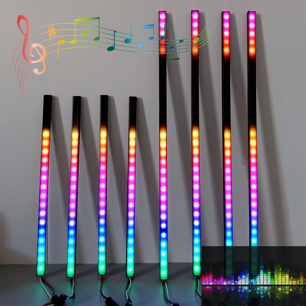 DIY Music Rhythm LED Light Bar Kit 33cm 50cm 5V WS2812 5050 RGB SP107E Bluetooth Controller Audio Spectrum Sync Color Changing