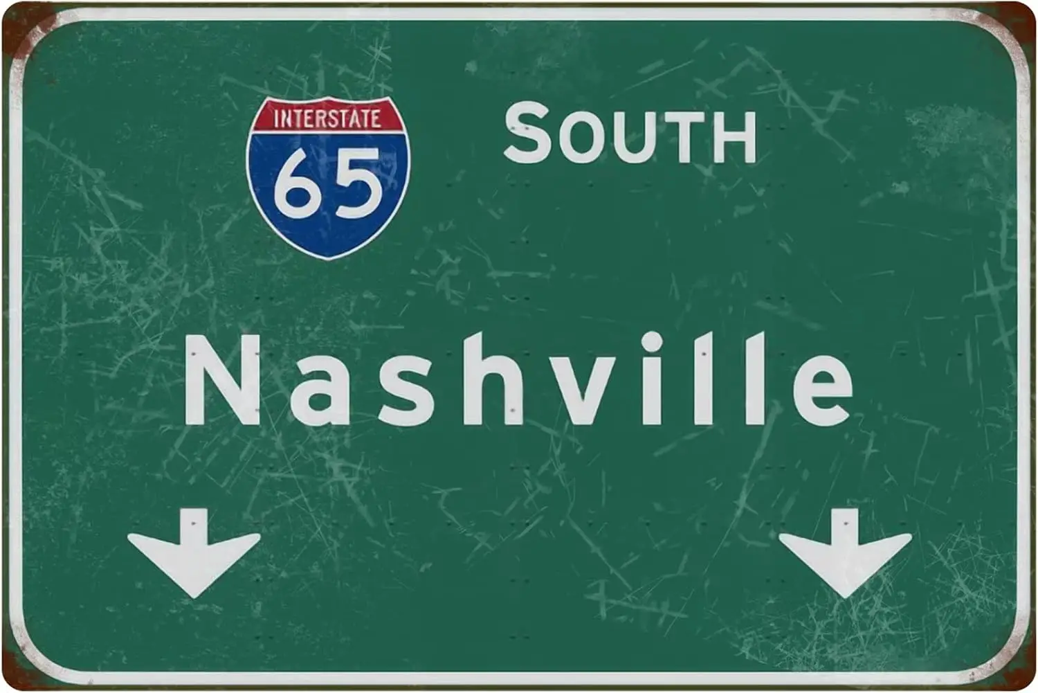 Tin Sign Vintage South Nashville Intercontinental 65 Highway Sign Metal Painting Bar Club Restaurant Cafe Wall Decoration 12x8 I