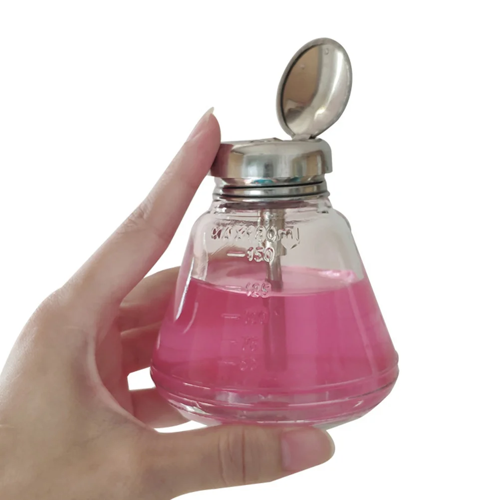 

1PC 180ML Empty Cleaner Bottle Drop-shaped Glass Nail Polish Remover Bottle Liquid Press Pump Bottle