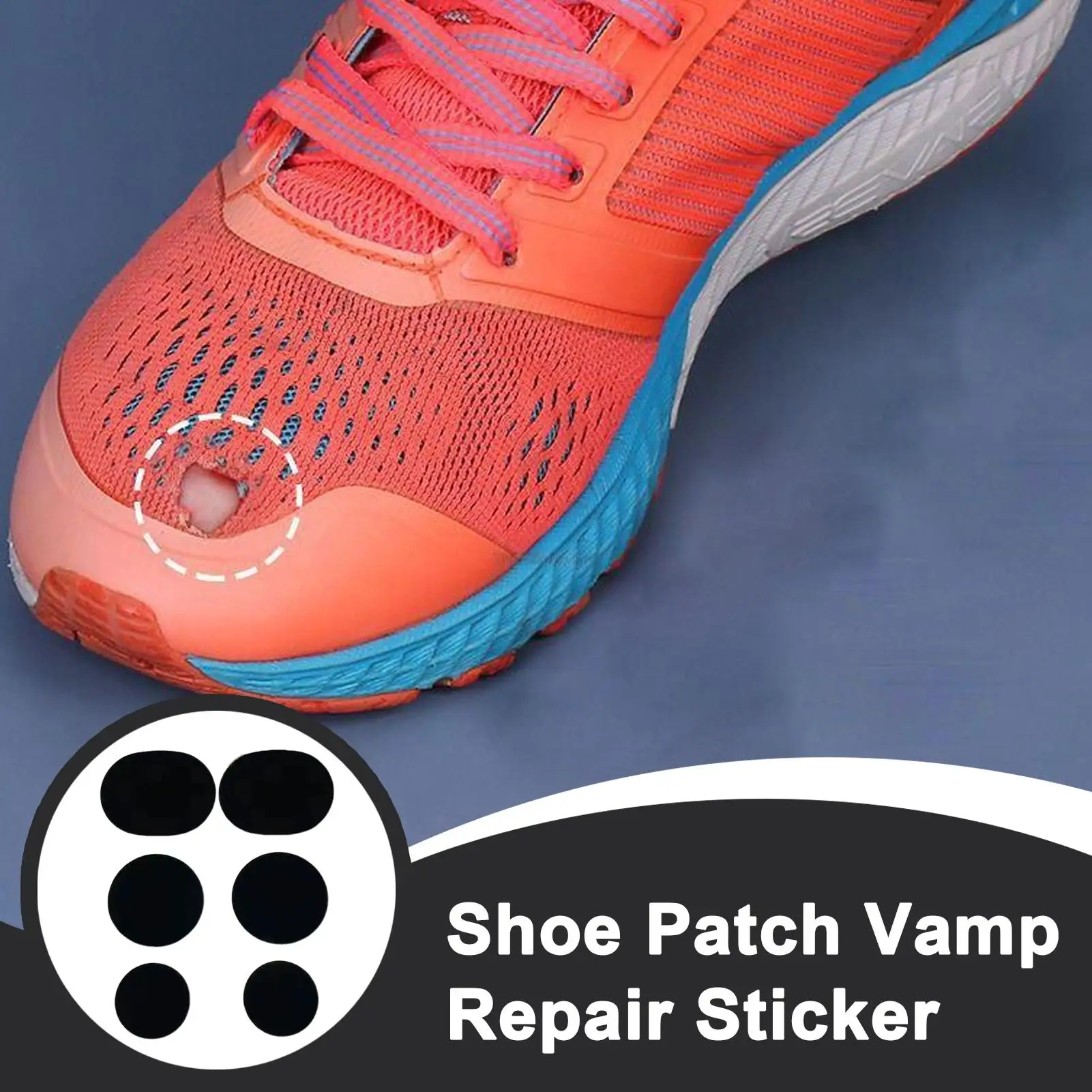 6pcs Sneaker Repair Patches Self-adhesive Running Shoes Insole Heel Patch Mesh Lining Torn Hole Sticker Foot Care Tool