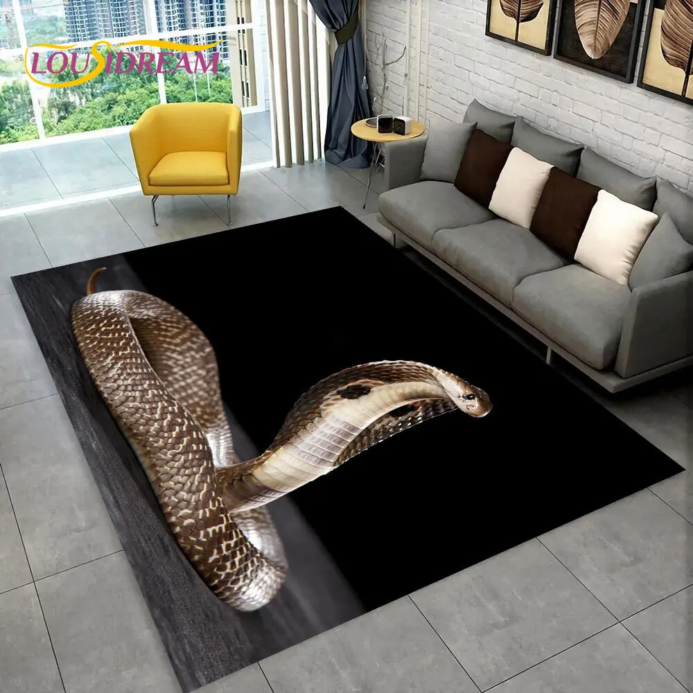 Gothic Horrible Snake Serpent cobra Area Rug,Carpet for Home Living Room Bedroom Sofa Doormat Kitchen Decor,Non-slip Floor Mat